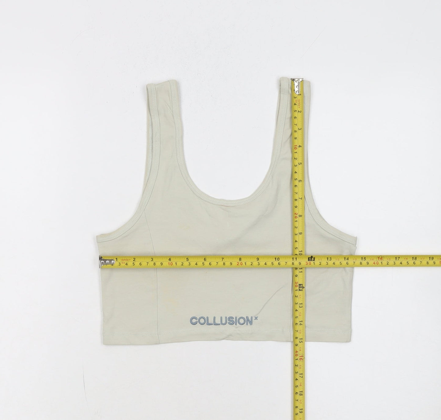 Collusion Women's Beige Cropped Tank Top Size 12 Cotton Blend