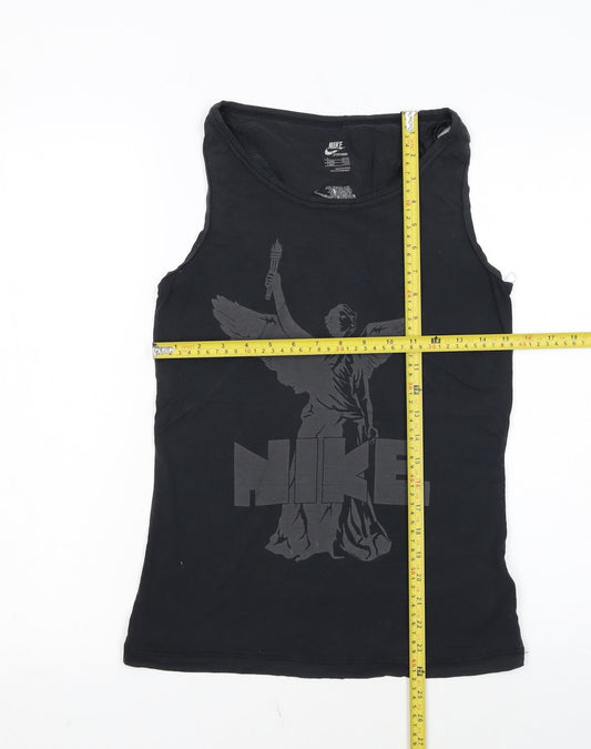 Nike Womens Black Sportswear Tank Top Size S Slim Fit Viscose Blend