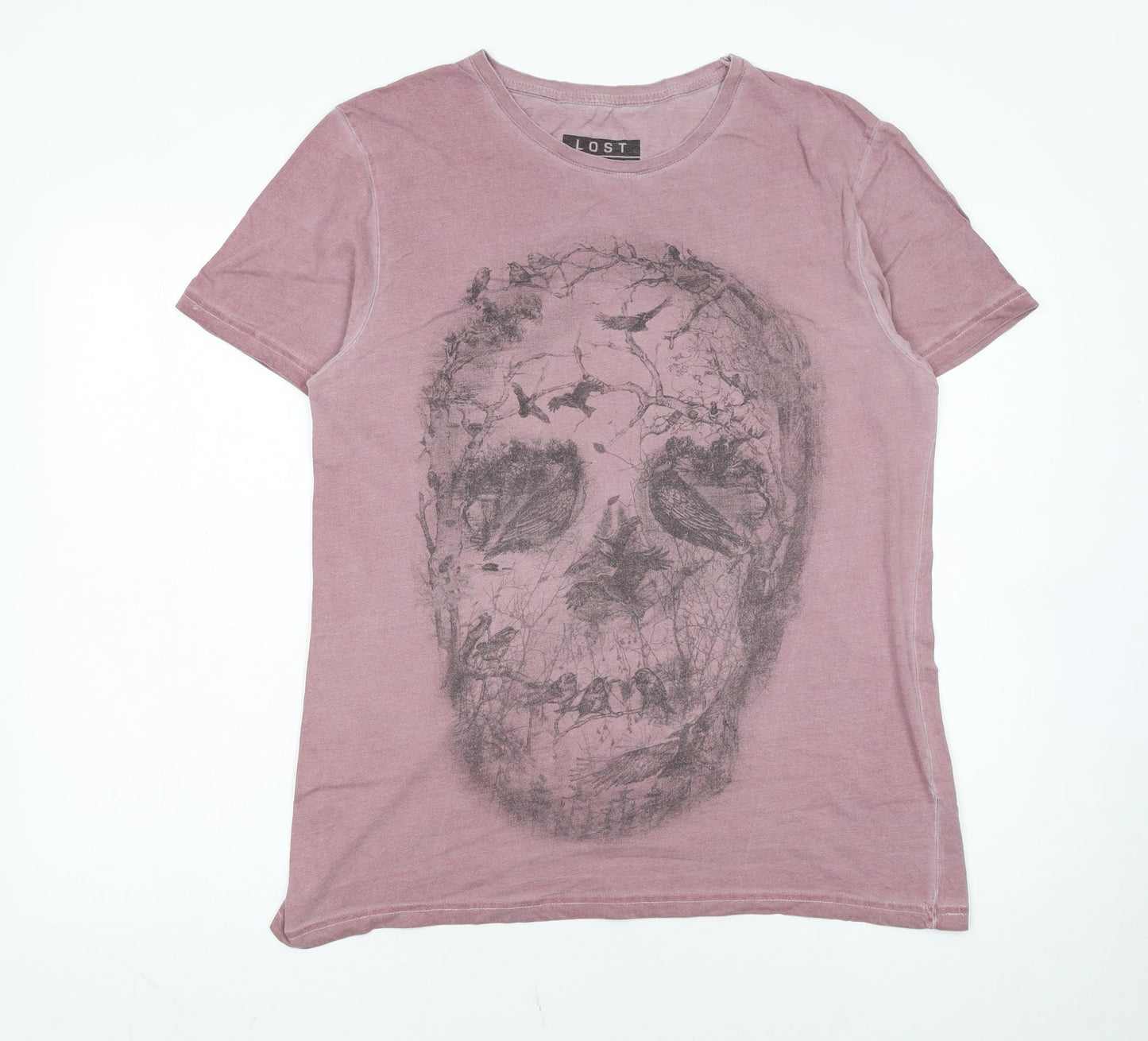 Lost Souls Men's Purple Skull Graphic Cotton T-Shirt Medium