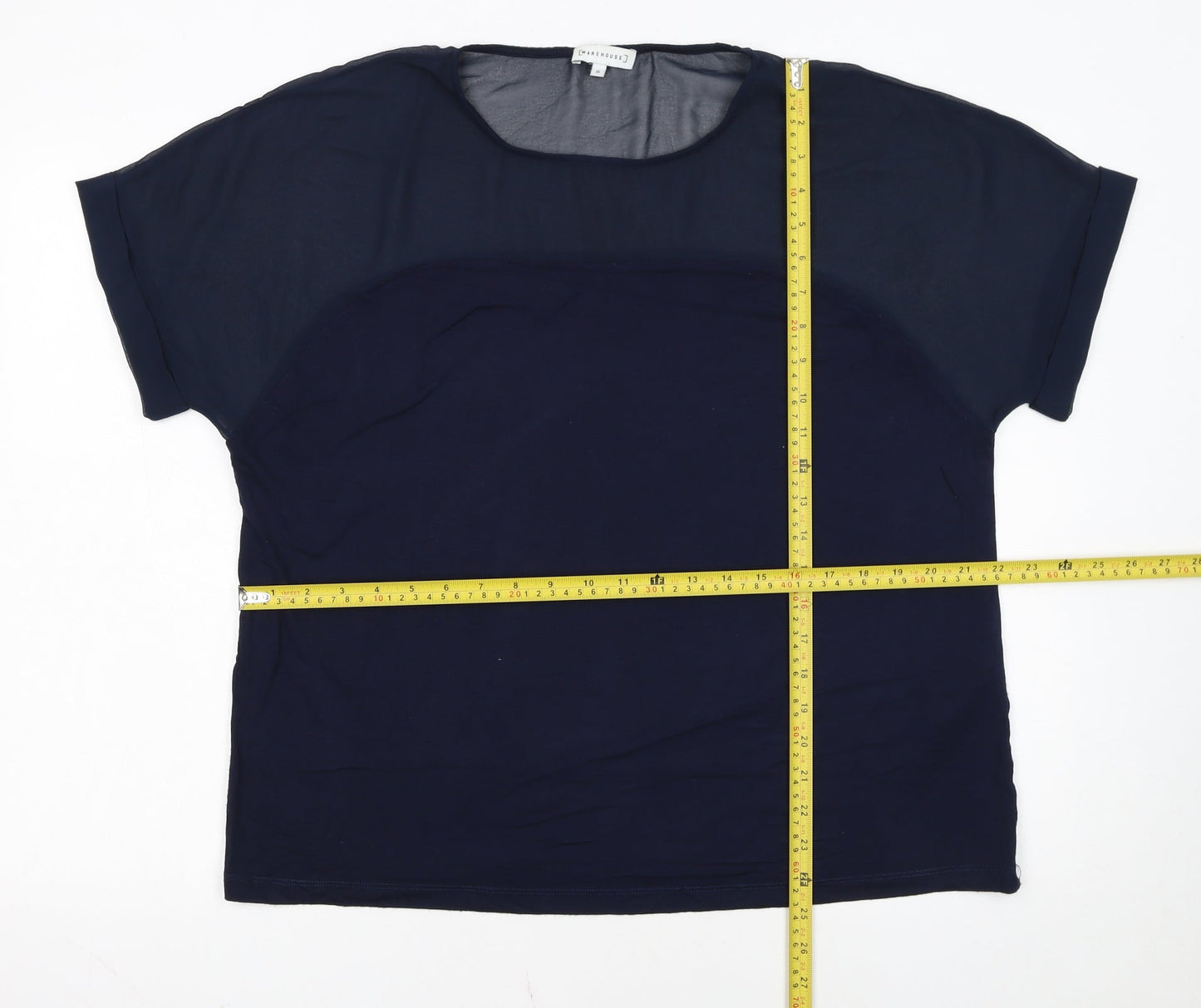 Warehouse Women’s Blue Short Sleeve Crew Neck Blouse Size 18