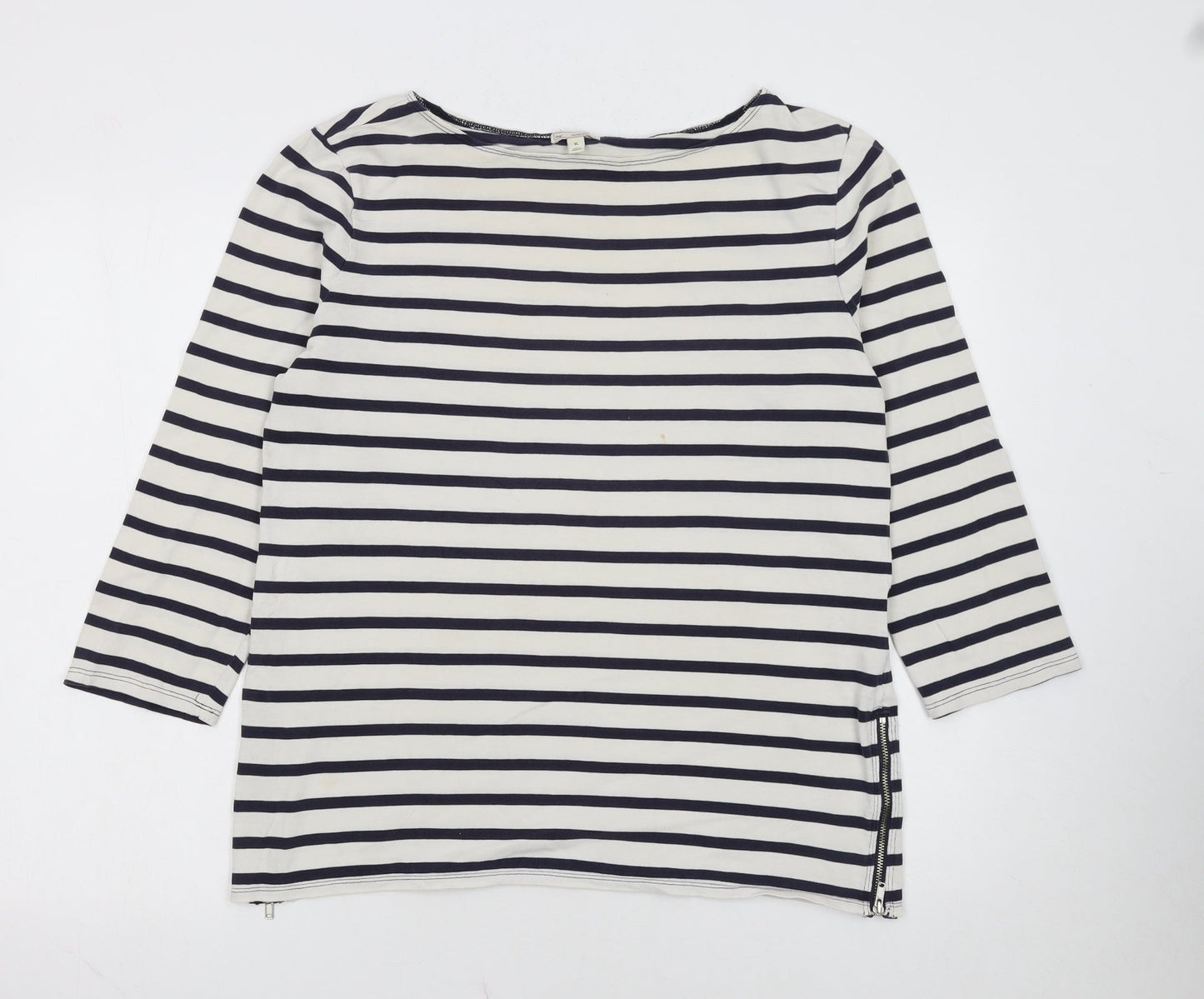 Gap Women's Multicoloured Striped Boat Neck 3/4 Sleeve Cotton Top XL