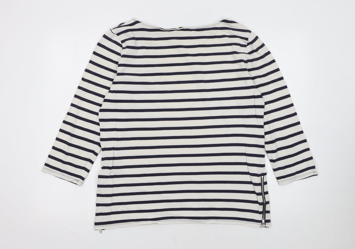 Gap Women's Multicoloured Striped Boat Neck 3/4 Sleeve Cotton Top XL