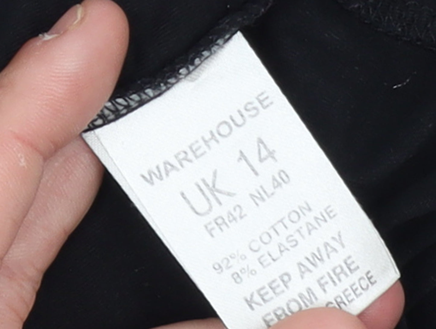 Warehouse Womens Black Cotton Blend Long Sleeve Basic T-Shirt UK 14