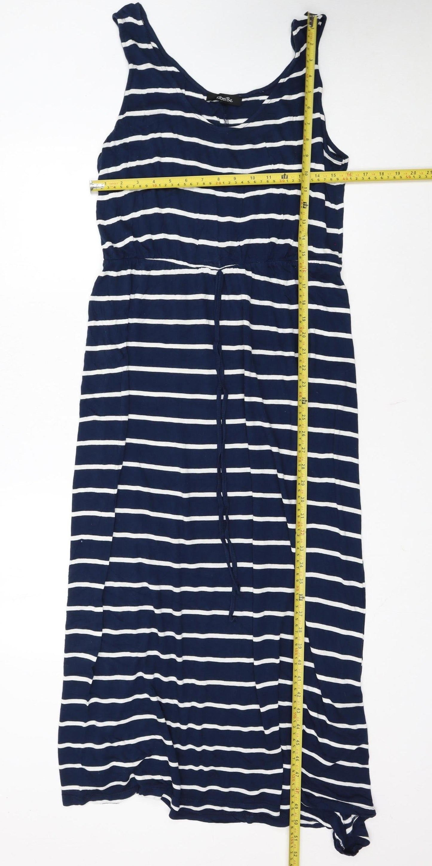 labelBe Women’s Blue White Striped Maxi Dress Size 14 Sleeveless