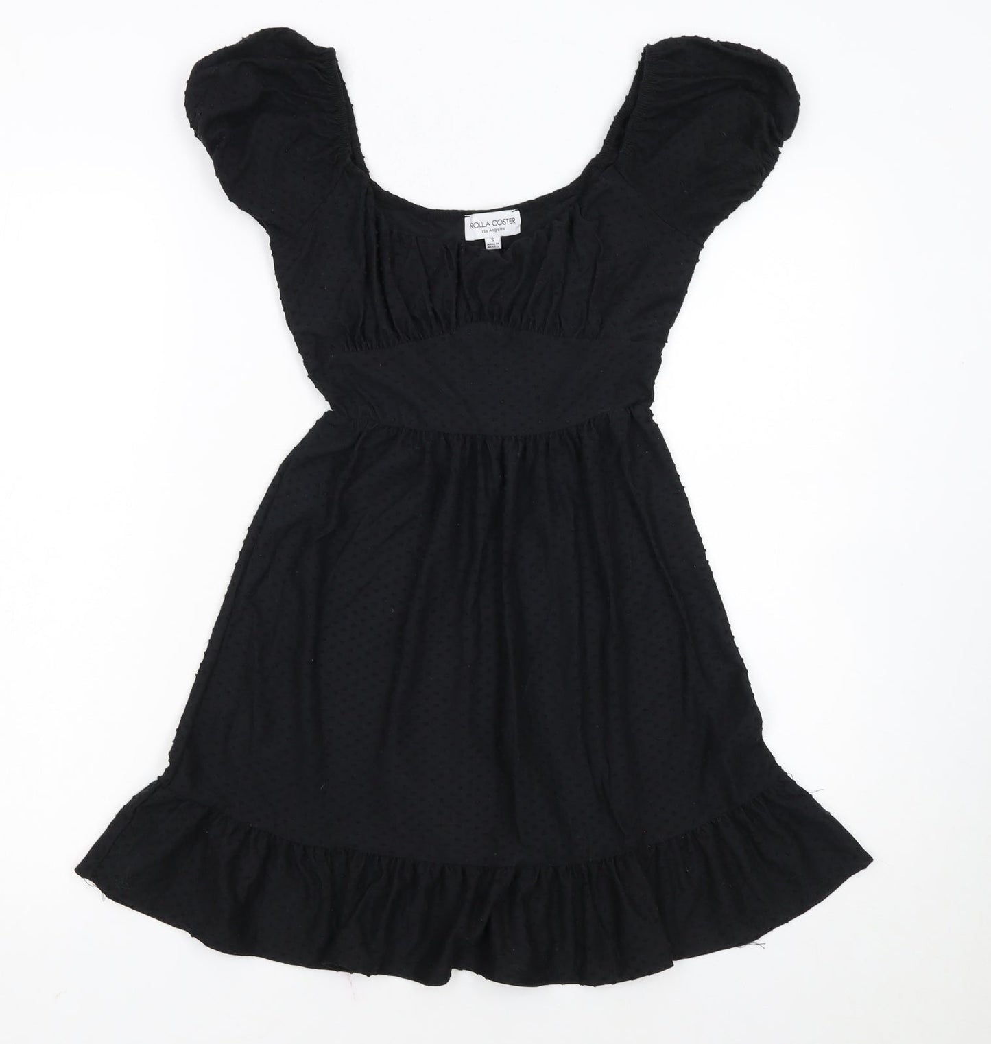 Rolla Coster Women’s Black Short Puff Sleeve Skater Dress Size S
