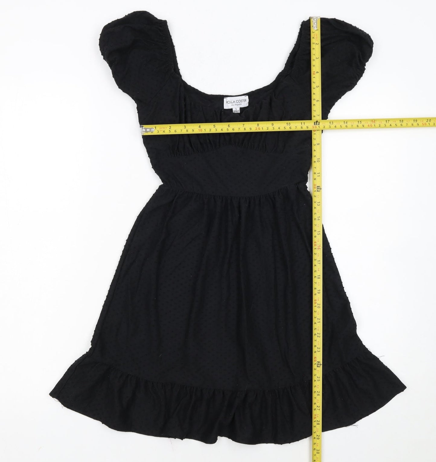 Rolla Coster Women’s Black Short Puff Sleeve Skater Dress Size S