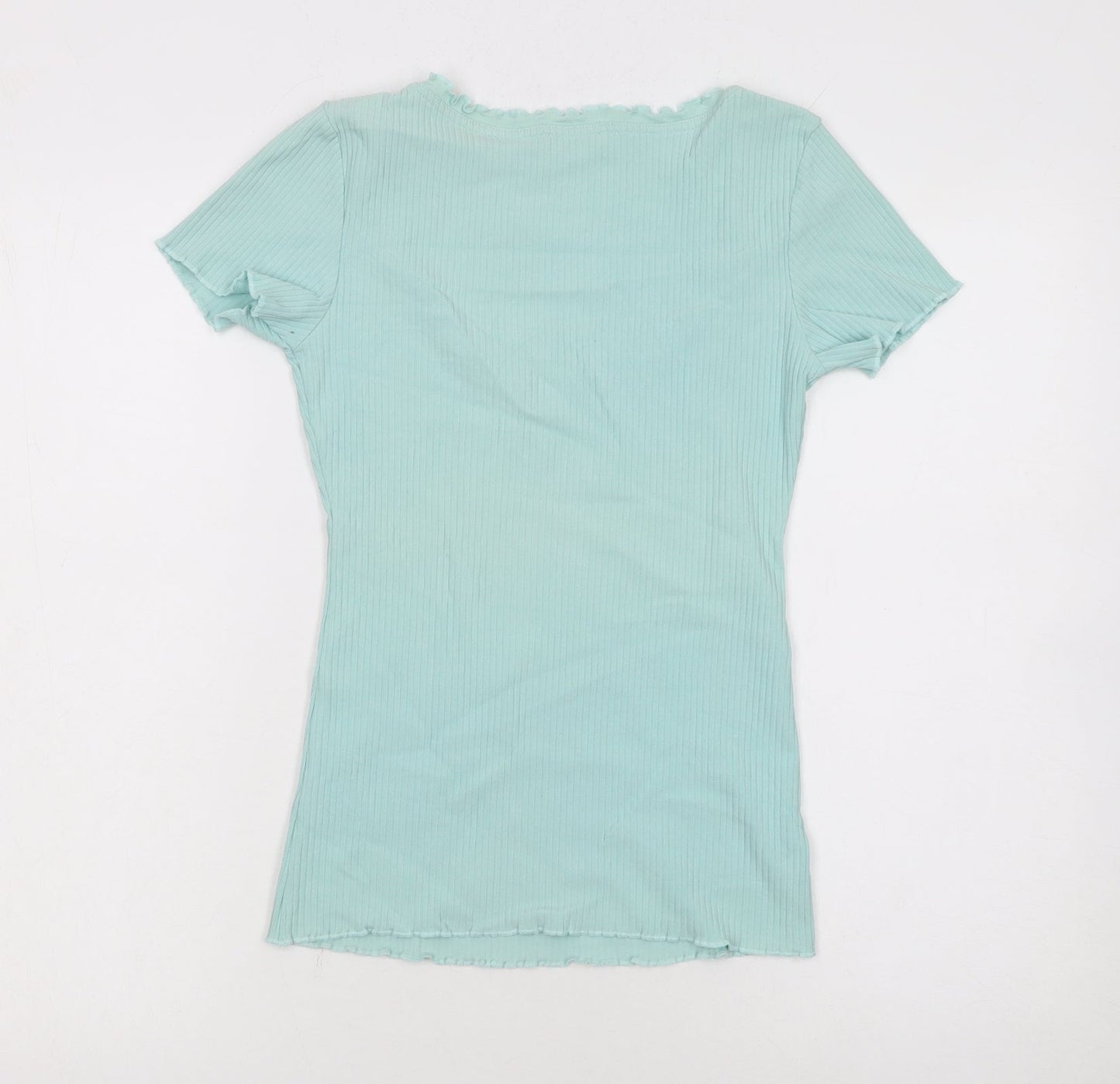 Marks and Spencer Women’s Green Ruffle Scoop Neck T-Shirt Size 8