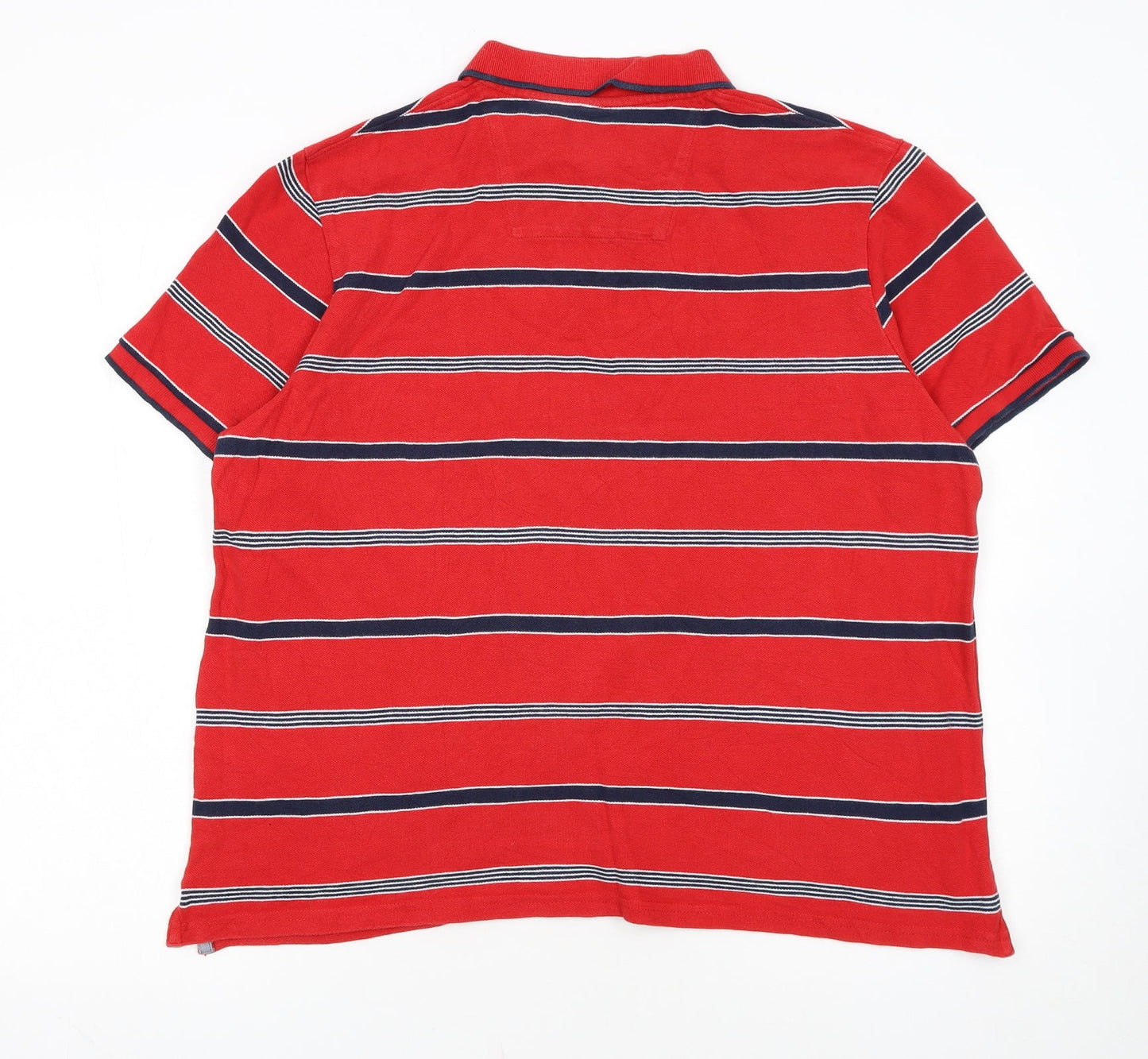 Atlantic Bay Red Striped Cotton Polo Shirt Men's L Casual