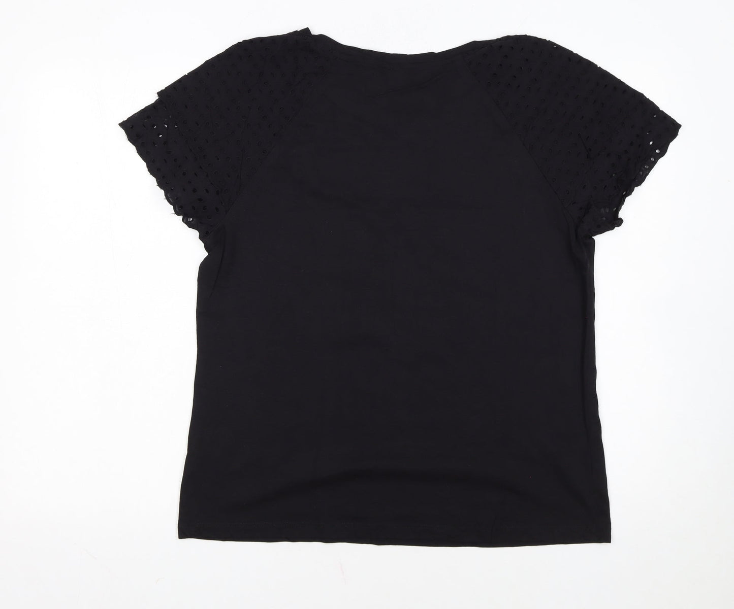 Klass Women’s Black L Short Sleeve Embroidered Cotton Modal T-Shirt