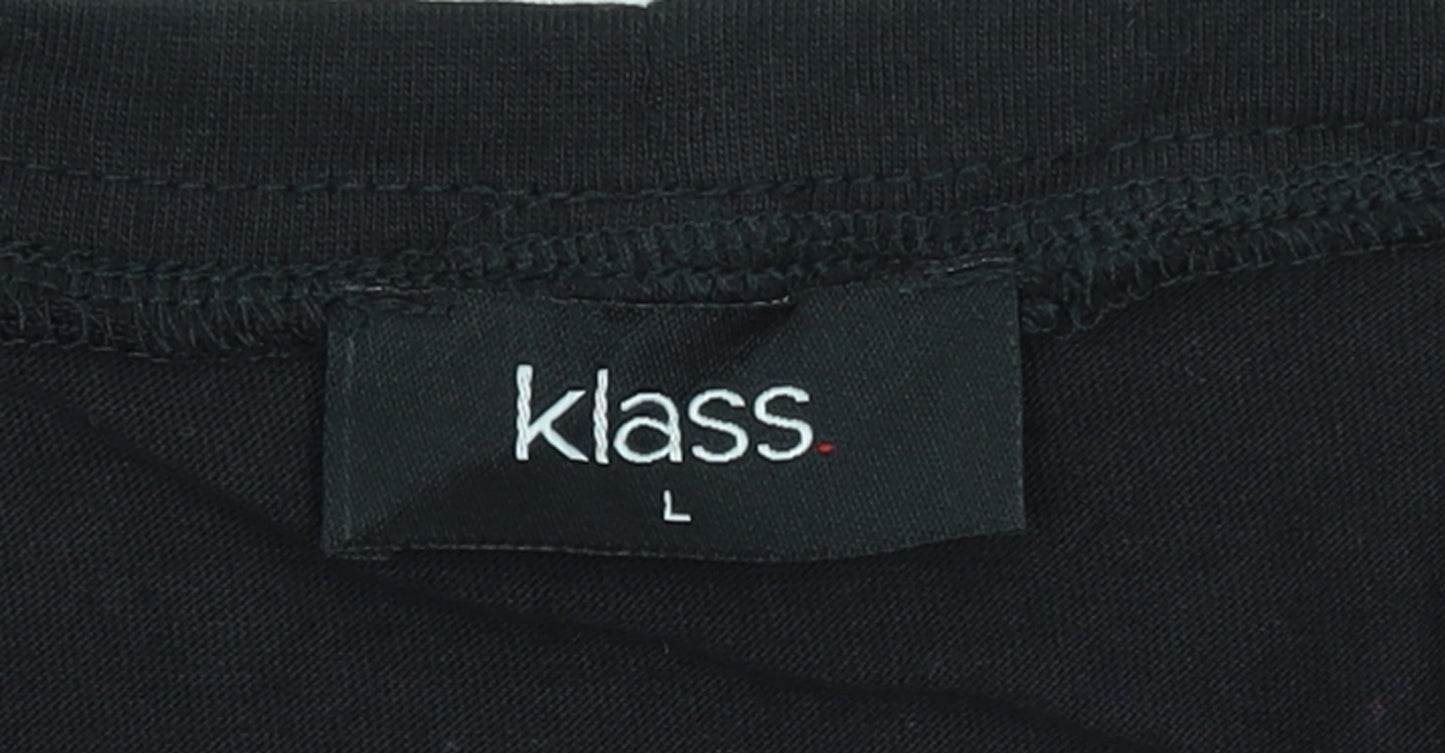 Klass Women’s Black L Short Sleeve Embroidered Cotton Modal T-Shirt