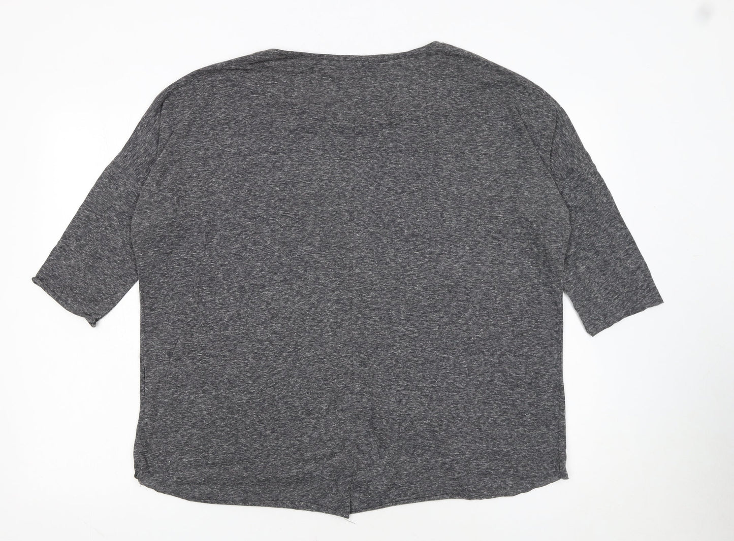 Lipsy Women’s Grey Beaded V-Neck 3/4 Sleeve Jersey T-Shirt Size L