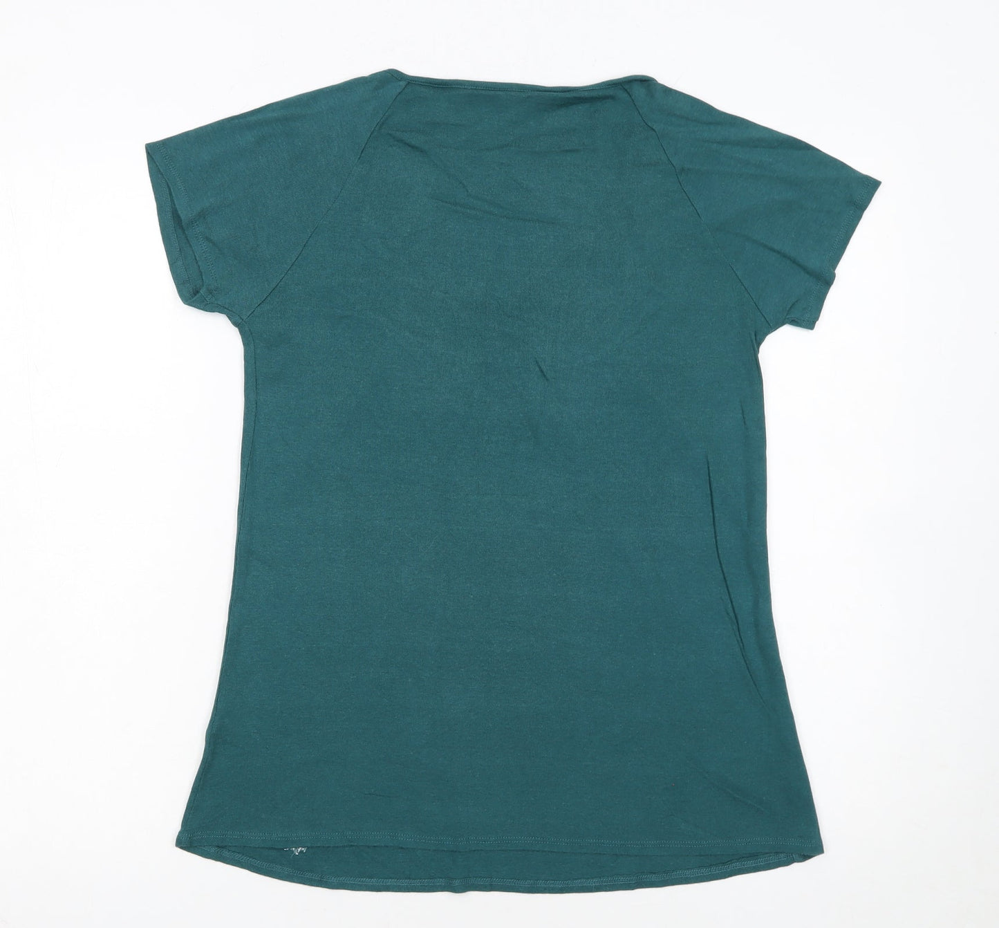 Rocha John Rocha Women's Green Size 14 Ruffle Scoop Neck T-Shirt