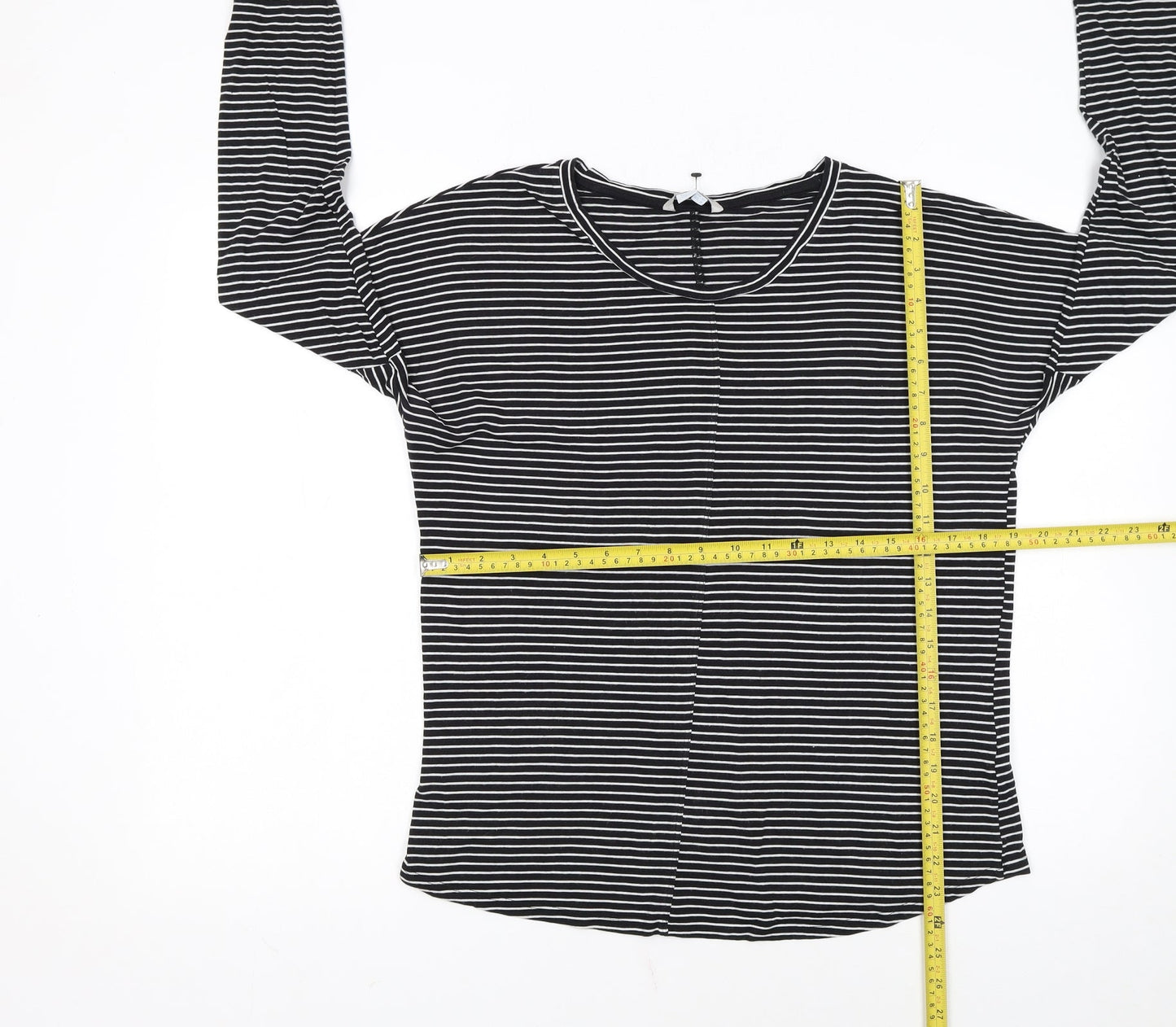 Boden Women Black Striped Long Sleeve Jersey Top UK 12