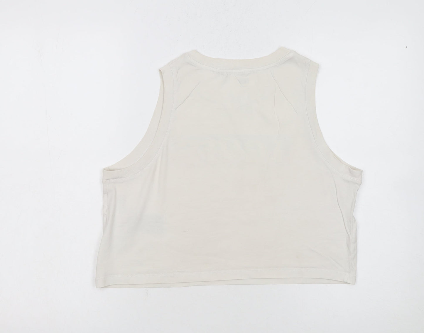 Levi's Women's Ivory Cropped Tank Top S Cotton Sleeveless