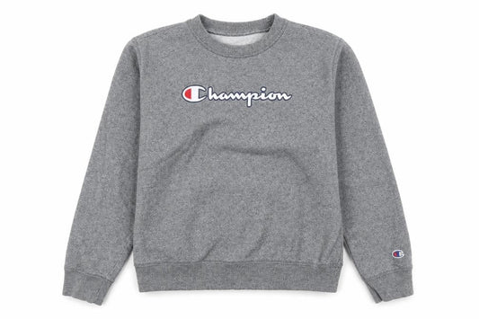 Champion Womens Grey Medium Pullover Sweatshirt Logo Crew Neck Cotton Blend