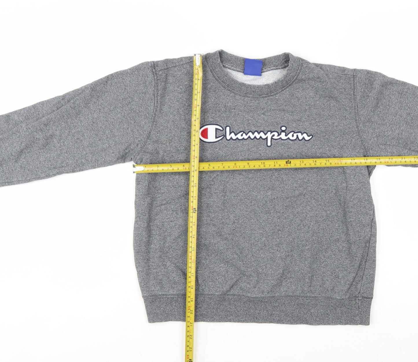 Champion Womens Grey Medium Pullover Sweatshirt Logo Crew Neck Cotton Blend