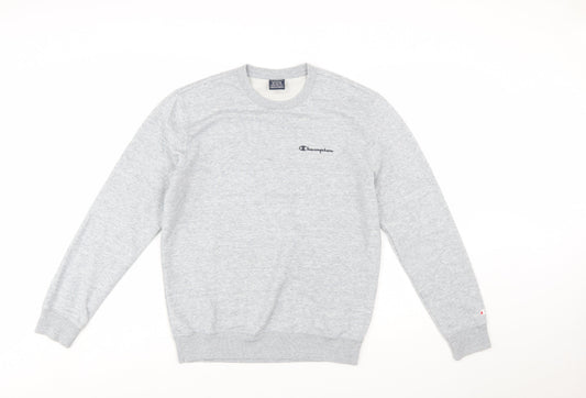 Champion Men Grey Crew Neck Pullover Sweatshirt Medium