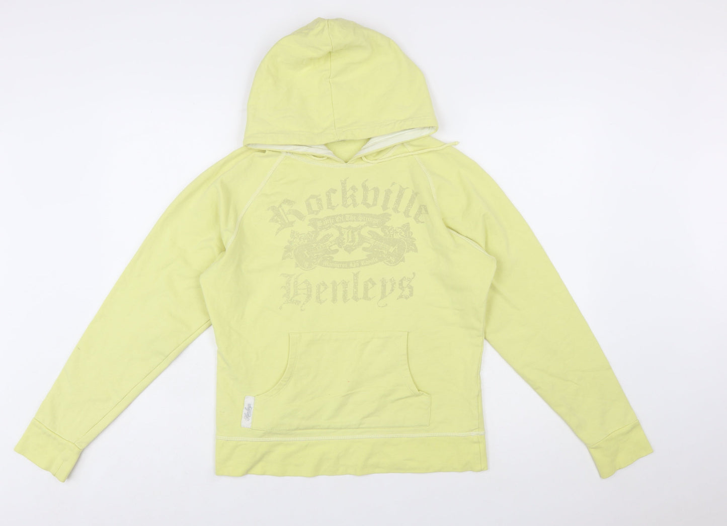 Henleys Womens Yellow Pullover Hoodie Size 2 Cotton Blend