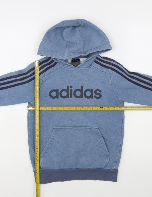 Adidas Boys Blue Pullover Hoodie 9-10 Years Sports Fleece Sweatshirt