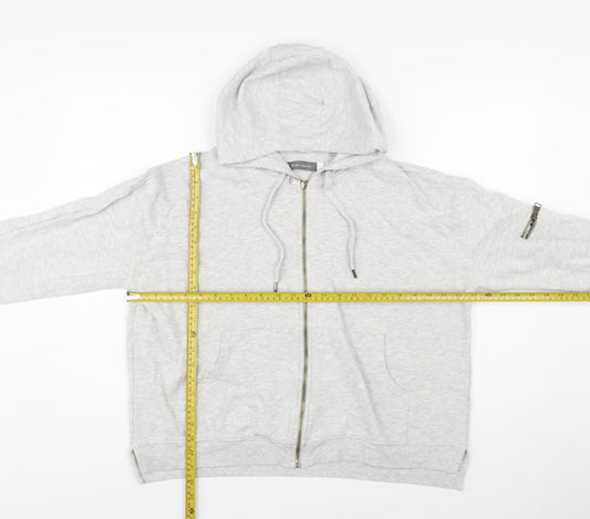 Mint Velvet Women Grey Full Zip Hoodie Lined Pockets L