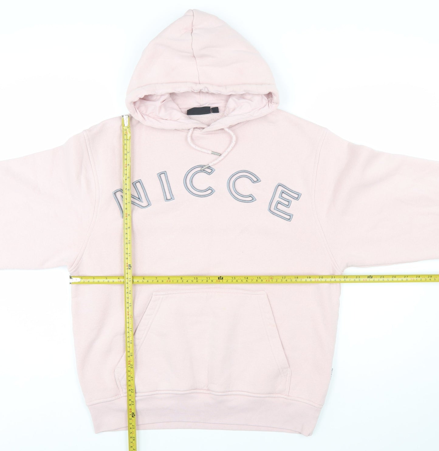 NICCE Men’s Pink Pullover Hoodie L Fleece Logo Sweatshirt