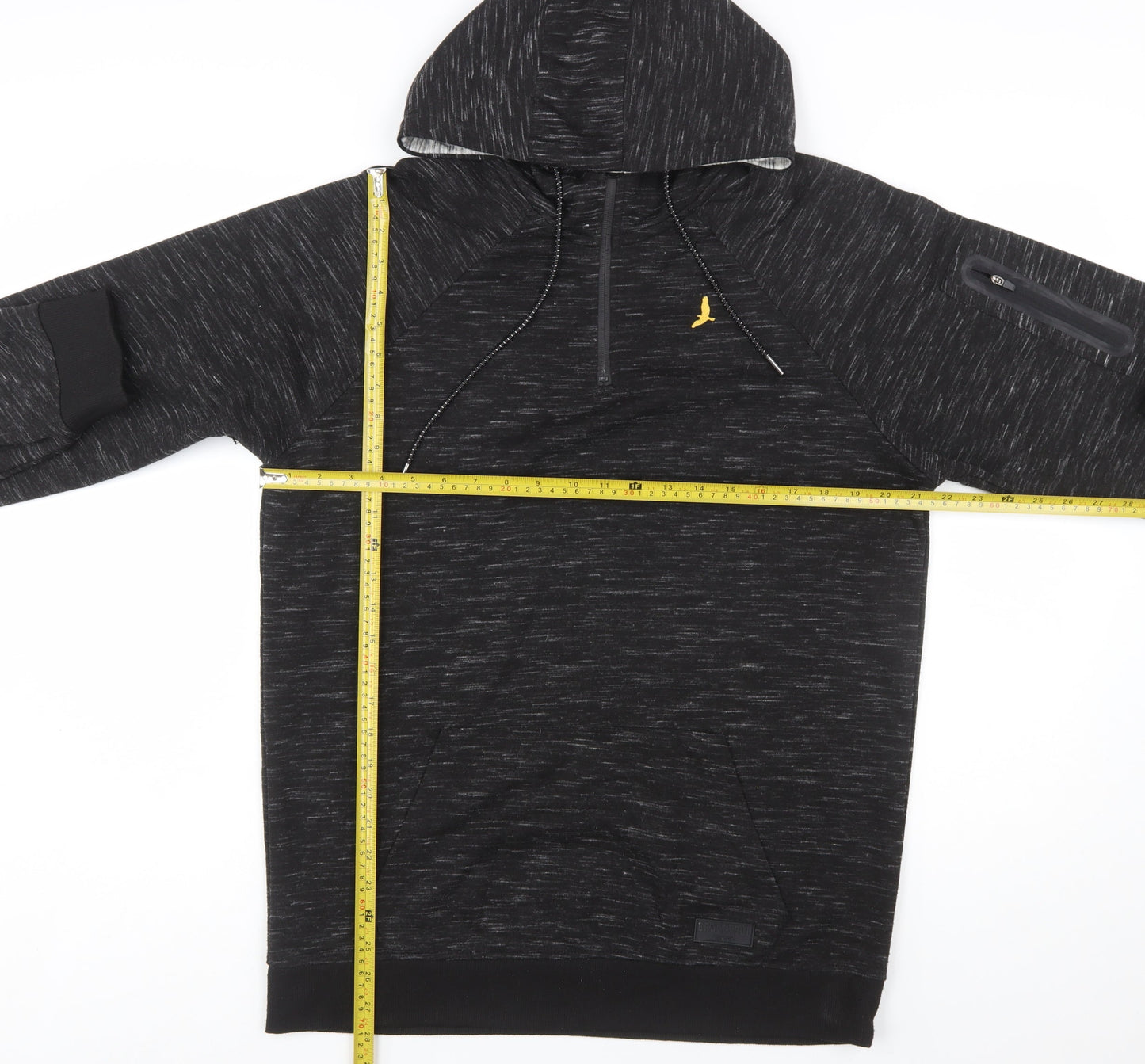 Brave Soul Men's Black Pullover Hoodie L Regular Fit 1/4 Zip