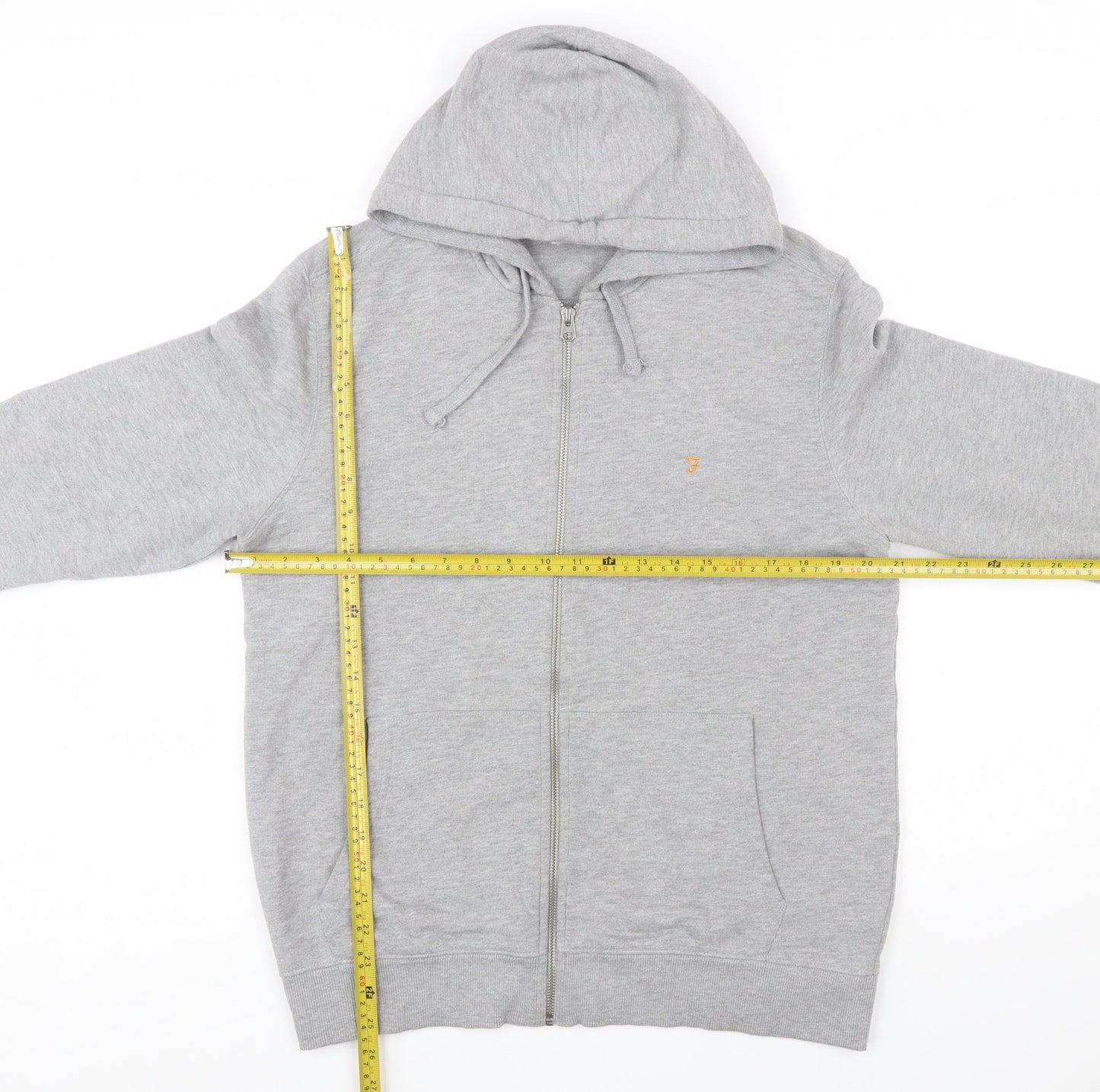 Farah Men's Grey Full Zip Hoodie Size M Regular Fit
