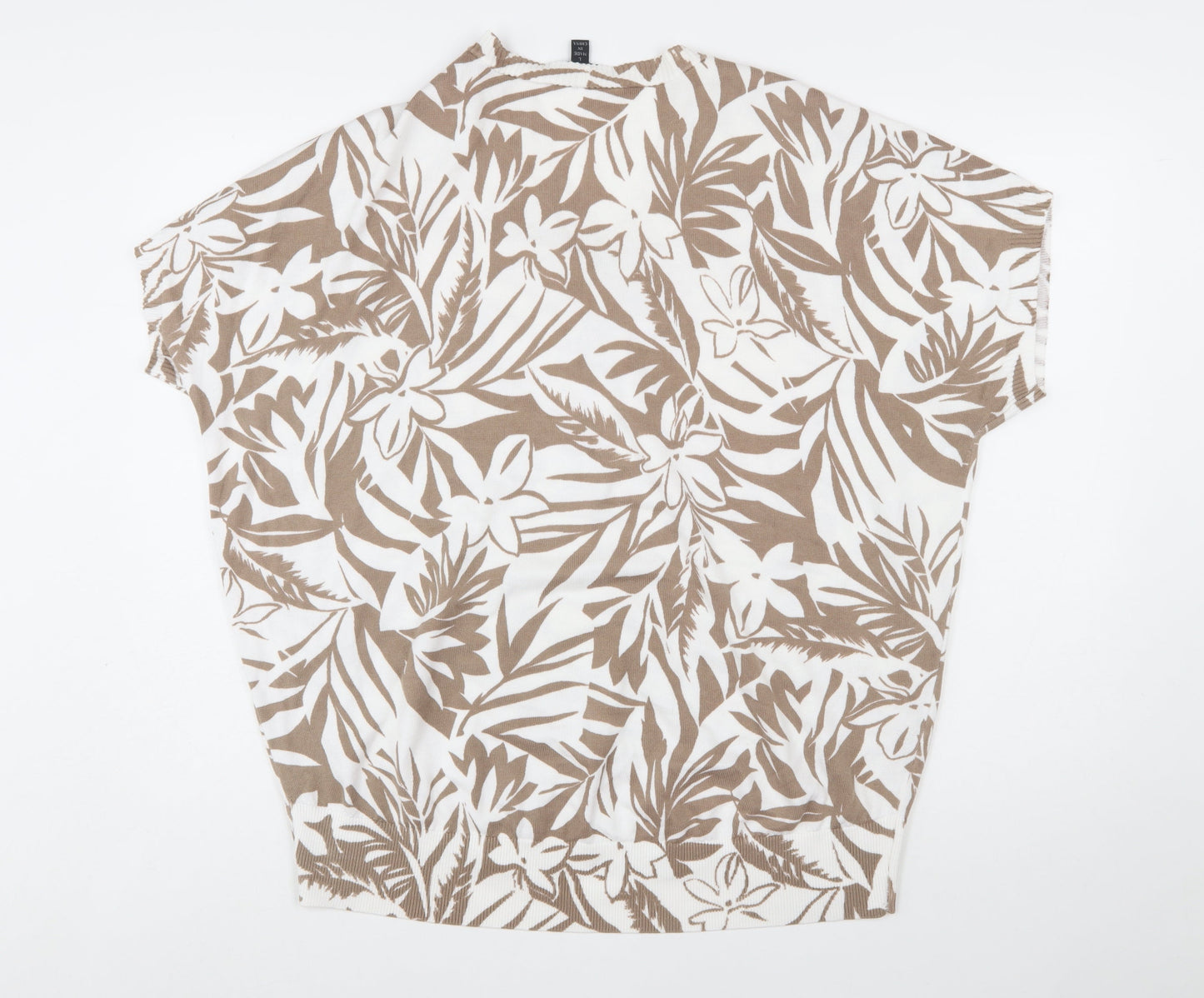 Brenda Edwards Women’s Beige Floral Tunic Blouse L Relaxed Fit