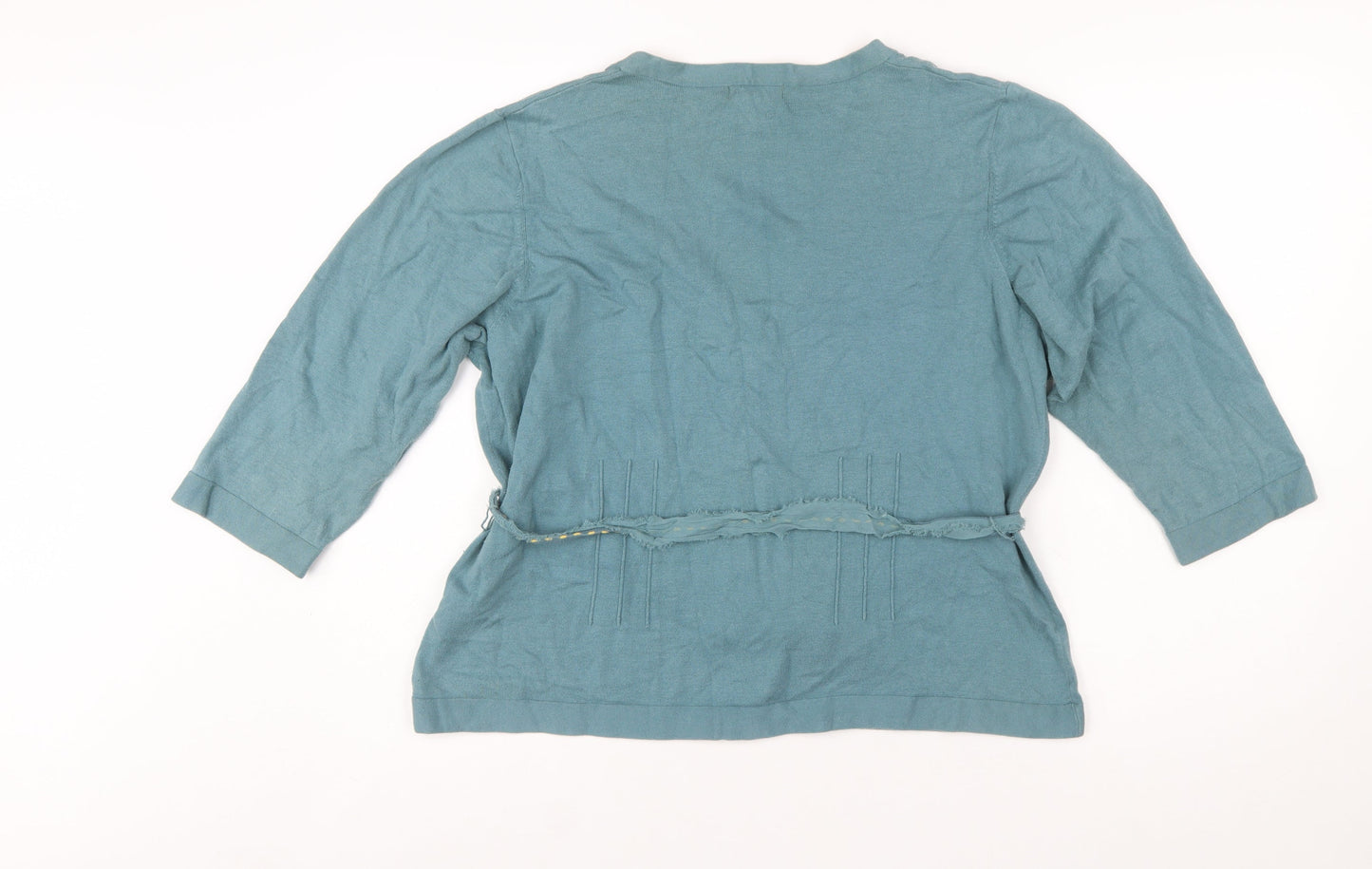 Monsoon Women Blue Cotton Blend Cardigan Size 20 V-Neck