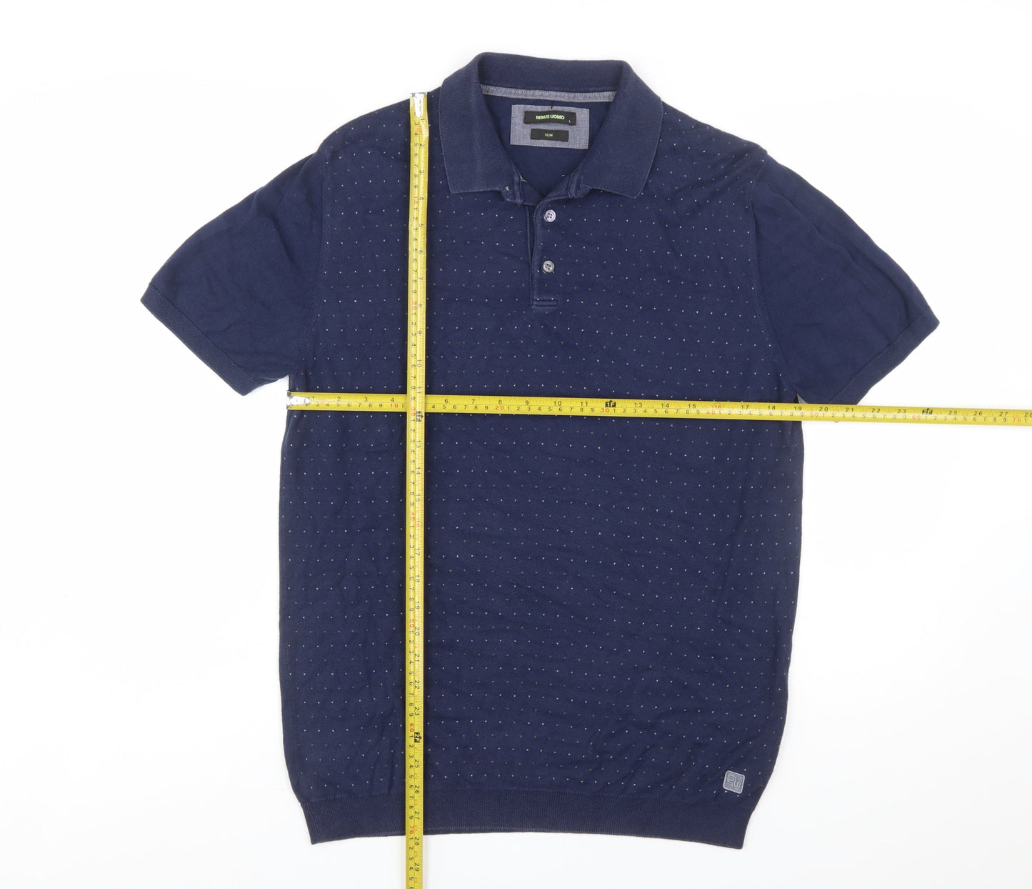 Remus Uomo Men's Blue Slim Fit Cotton Polo Shirt L