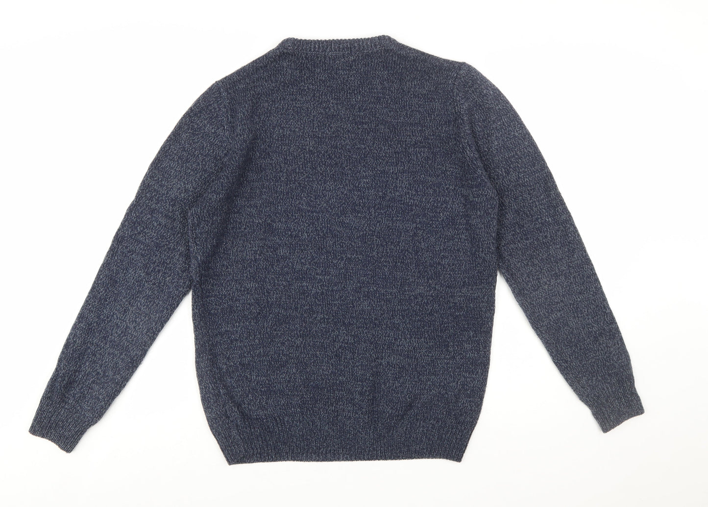 Pull&Bear Men's Blue Knit Crew Neck Jumper Size M