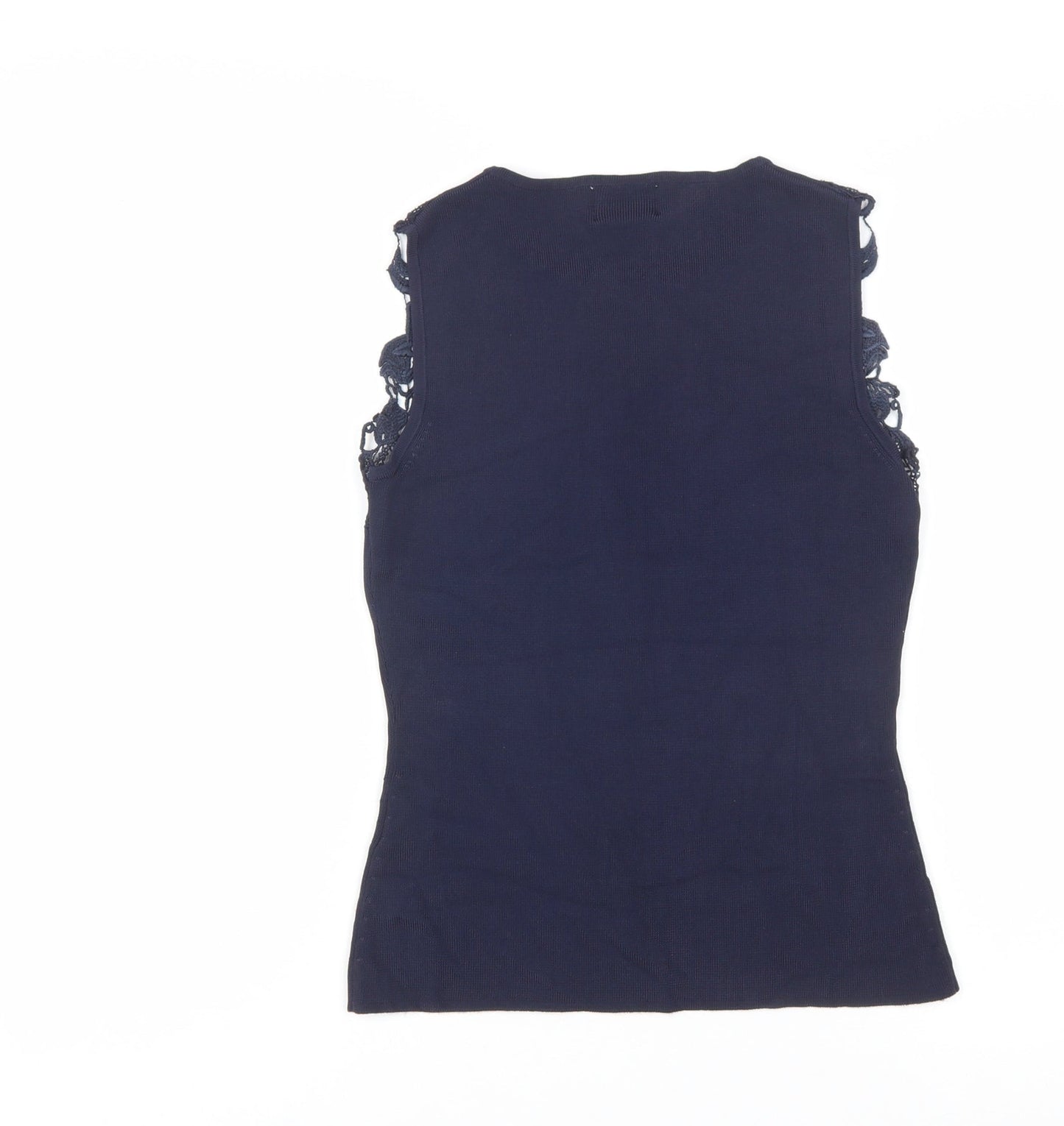Roman Originals Women's Blue Sleeveless Crochet Trim Camisole Top Size S