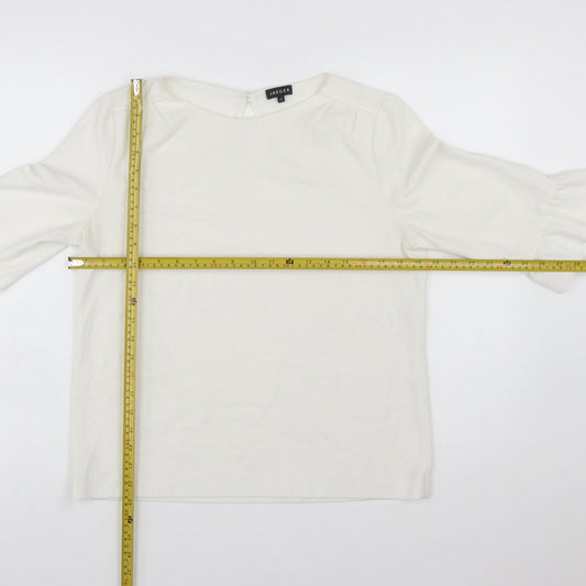 Jaeger Women's Ivory 3/4 Sleeve Ruffle Blouse Size 12