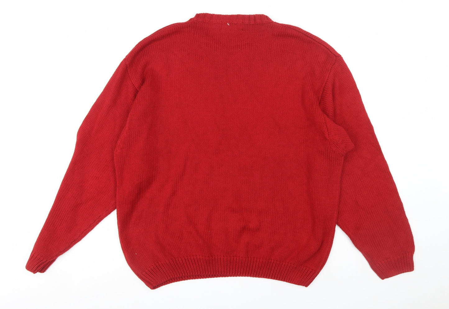 Eddie Bauer Men's Red Cotton Crew Neck Pullover Jumper Size L