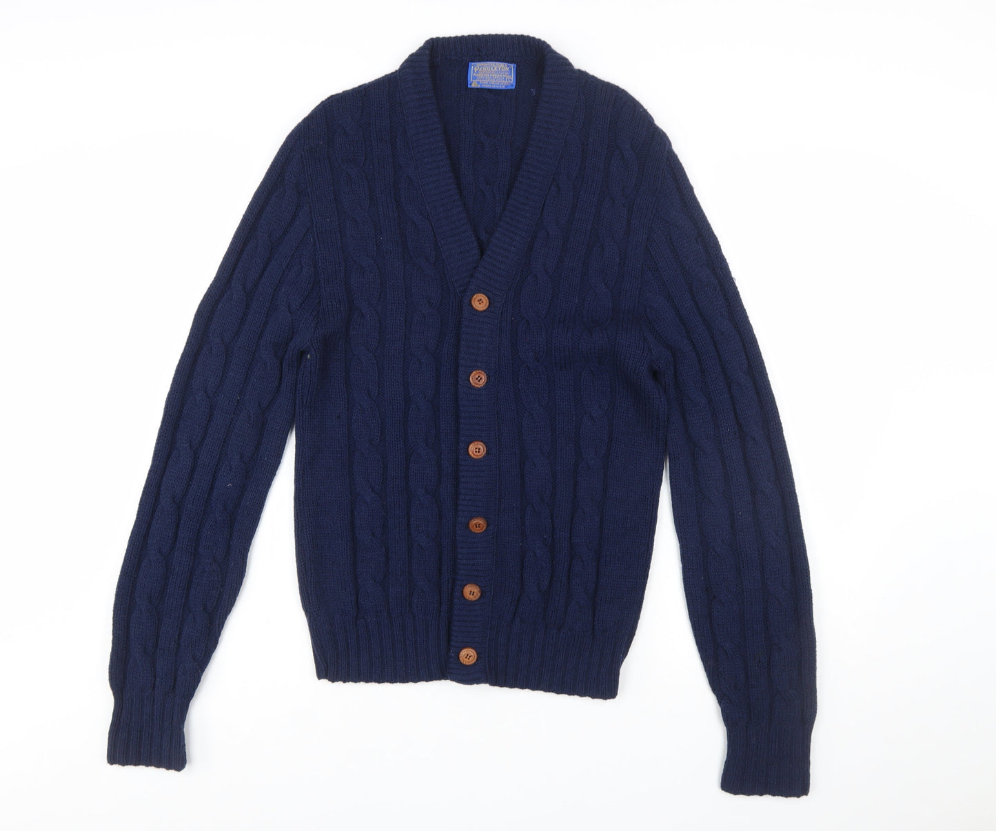Pendleton Men's Navy Wool Cable-Knit Cardigan L Button Up