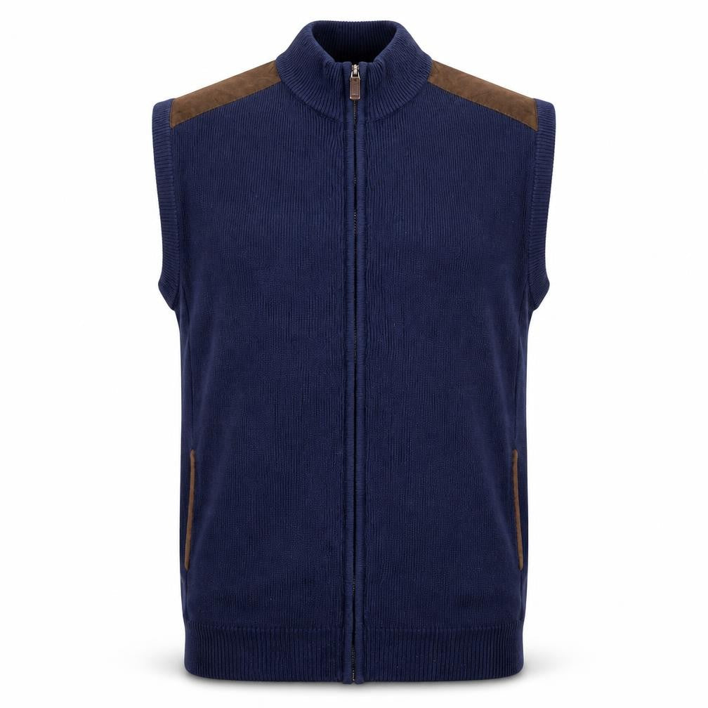 Chaps Men's Blue Cotton Full Zip Sleeveless Knit Vest XL