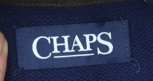 Chaps Men's Blue Cotton Full Zip Sleeveless Knit Vest XL