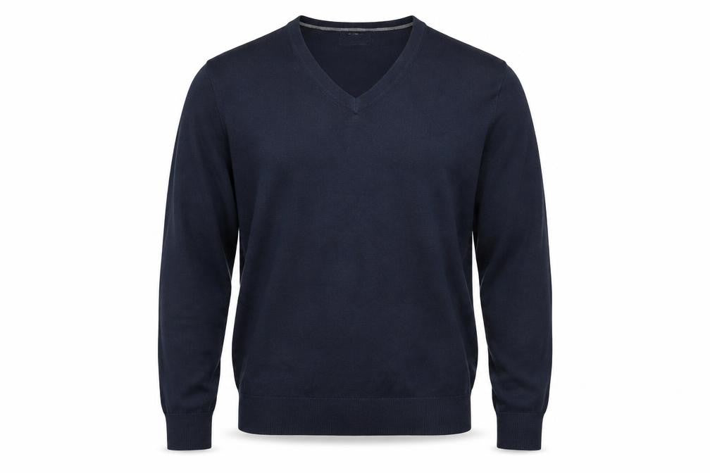 Lands' End Men's Blue Cotton V-Neck Jumper XL Classic Fit