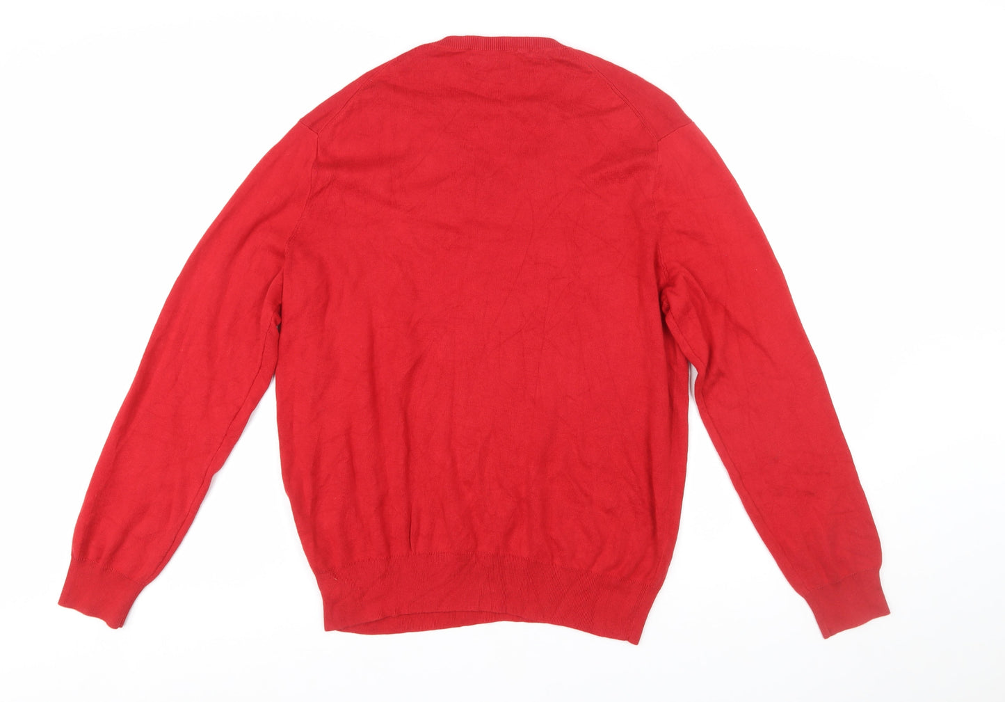 Ralph Lauren Men's Red V-Neck Cotton Pullover Jumper L