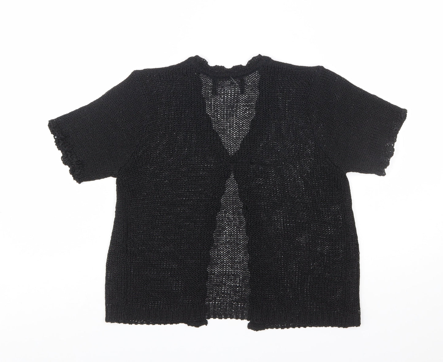 Sag Harbor Women’s Black Petite Open Knit Cardigan Short Sleeve S