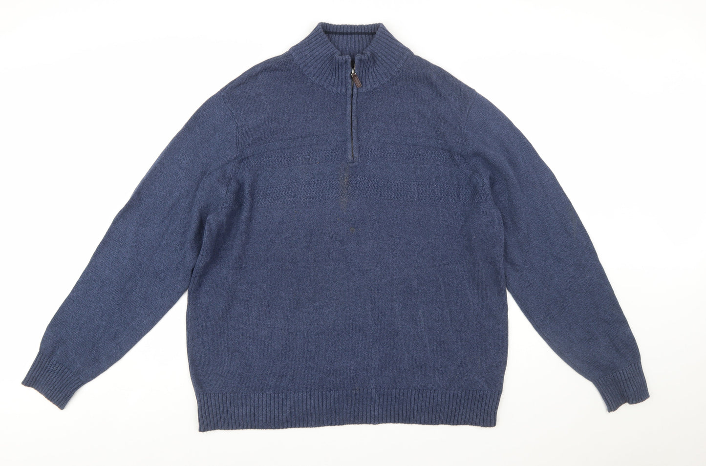 Dockers Men’s Blue Wool Blend Half Zip Jumper XL Casual Knitwear
