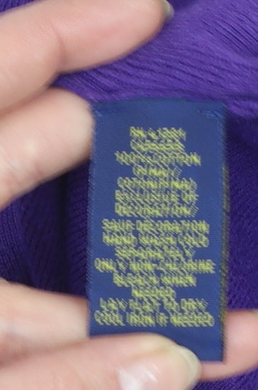 Ralph Lauren Men's Purple V-Neck Cotton Jumper Size S