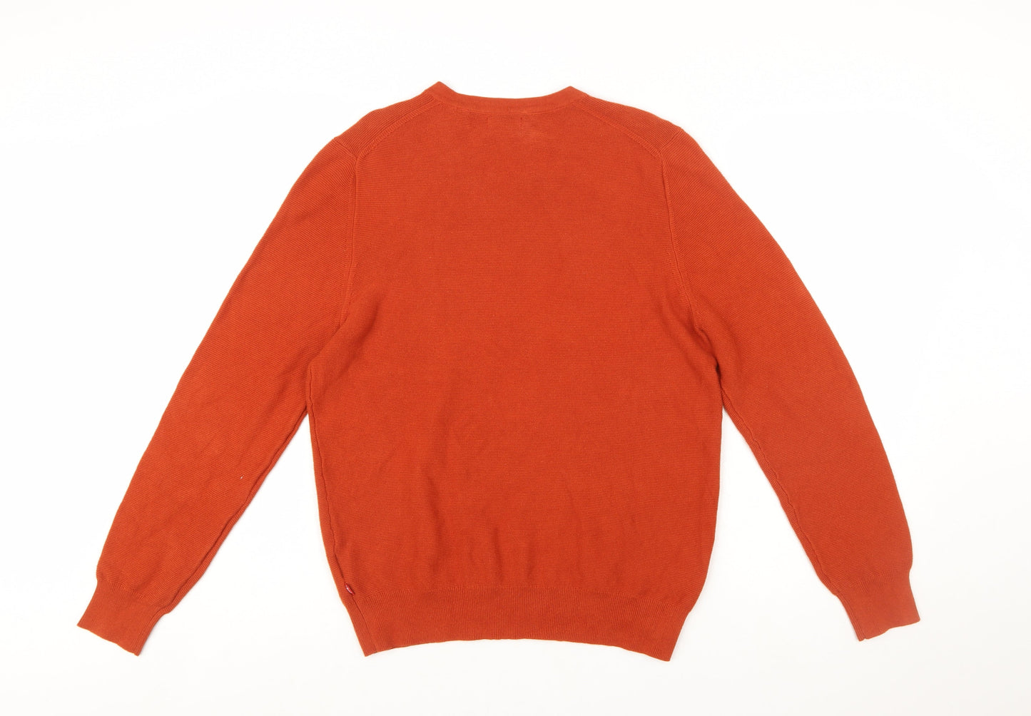 IZOD Men's Orange V-Neck Cotton Pullover Jumper Size S