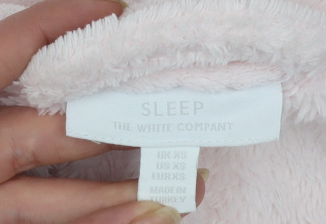 The White Company Women Pink Fleece Hooded Robe XS