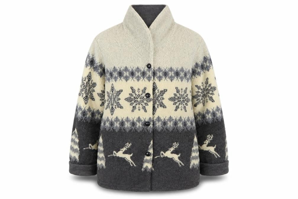 Northern Reflections Women's Grey L Fleece Button Winter Jacket