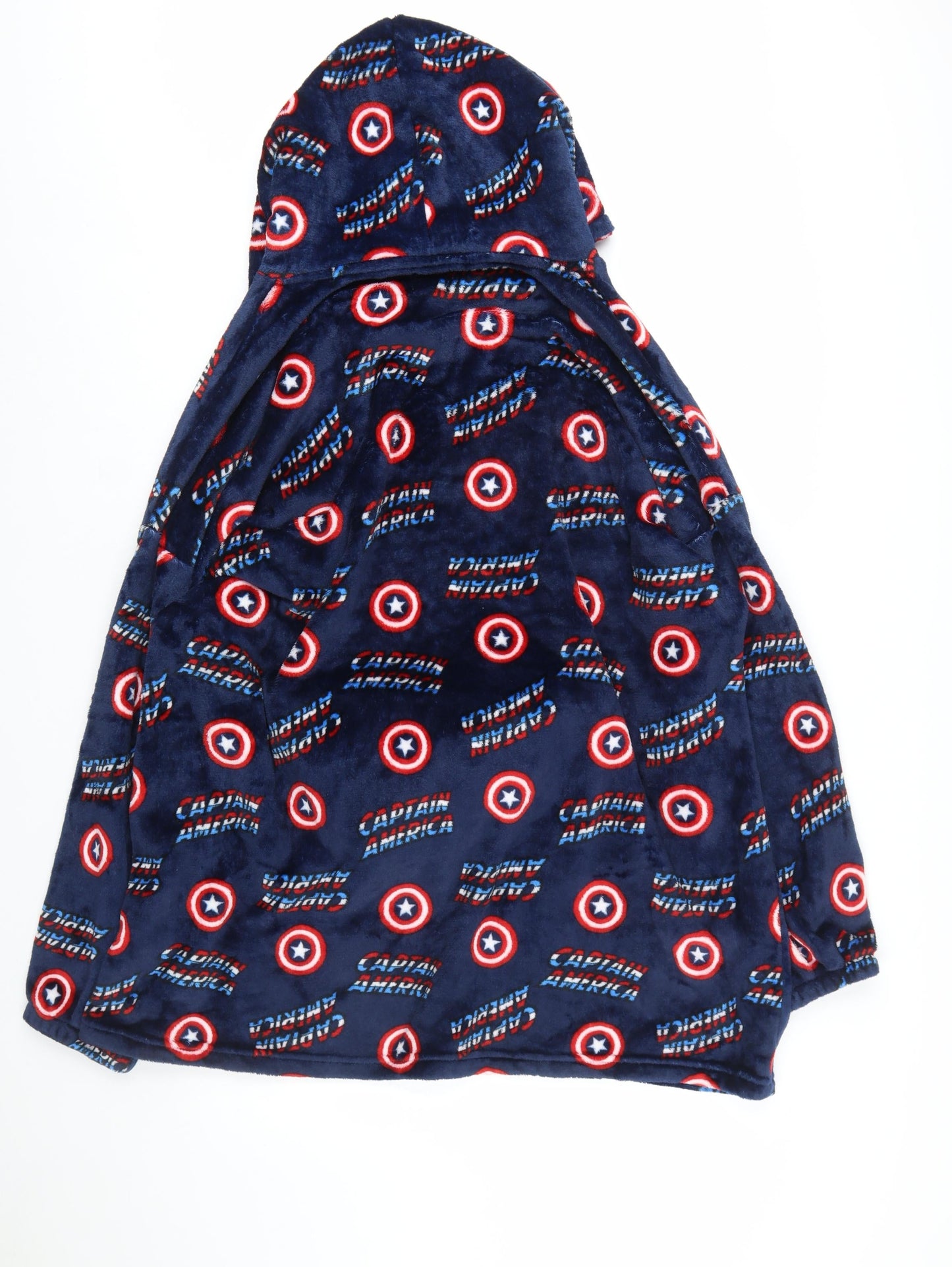 Marvel Captain America Men's Blue Fleece Hooded Robe One Size