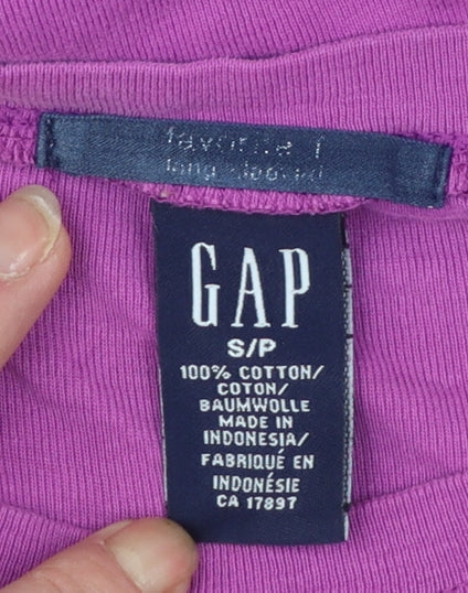 GAP Women's Purple Long Sleeve Cotton Crew Neck Top Size S
