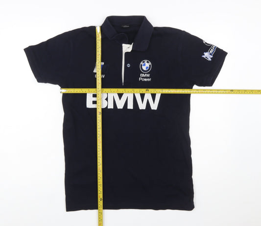 BMW Men's Blue Cotton Polo Shirt M Short Sleeve Racing Logo