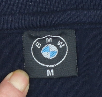 BMW Men's Blue Cotton Polo Shirt M Short Sleeve Racing Logo