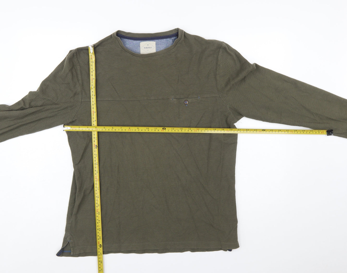 White Stuff Men's Green Cotton Crew Neck Pullover Jumper Size M